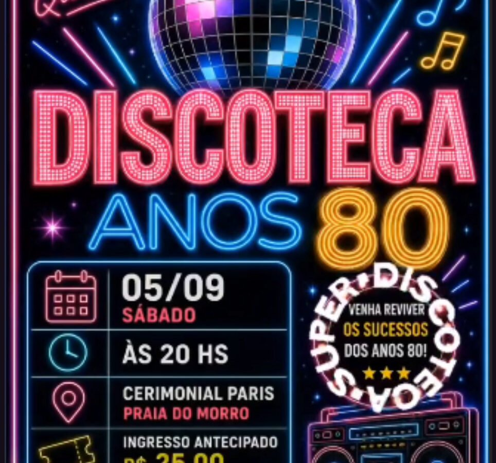 Discoteca Hot Hits o melhor dos anos 80 no cerimonial Paris