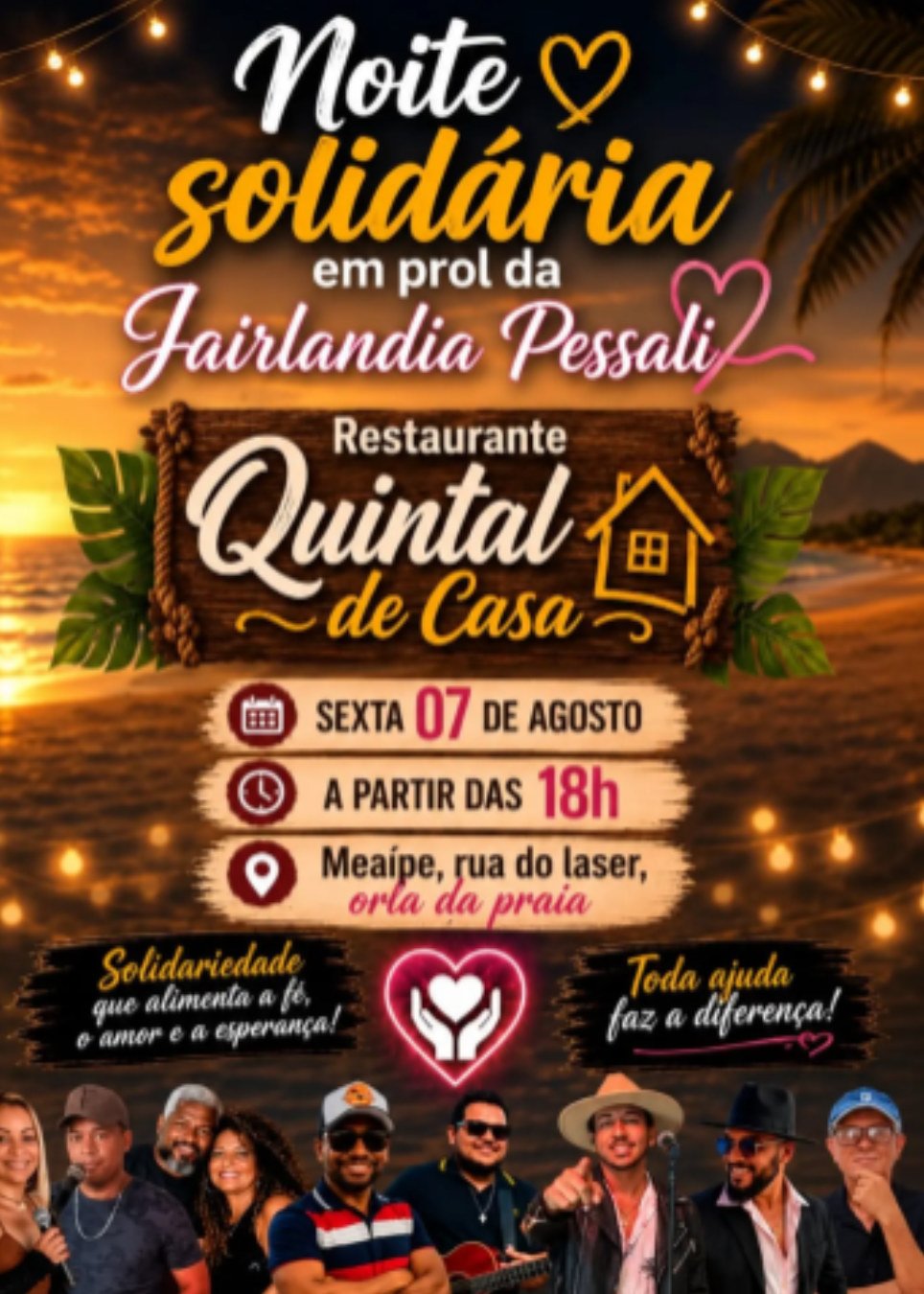 Noite Solidária em prol de Fairlandia Pessali em Guarapari - 07/08/2026 - Ingressos e Informações